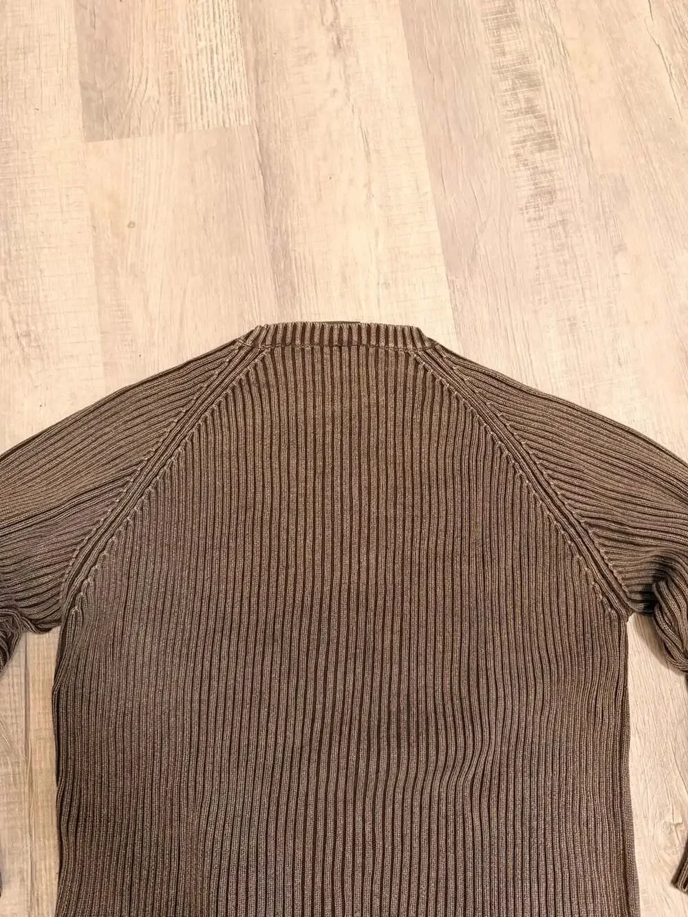 Timberland Vintage 100% Cotton Ribbed Crewneck Sweater Brown